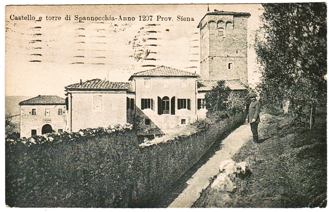 Sepia toned photo of the old castello and tower