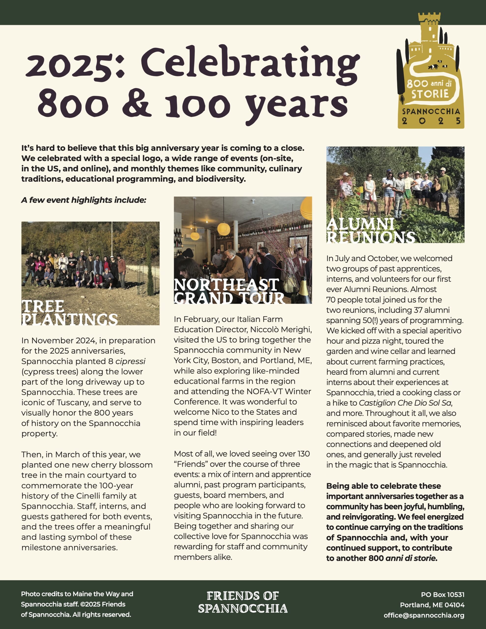 An image of the back page of our 2025 fall appeal letter.